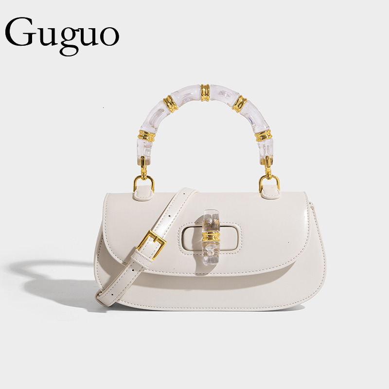 Guguo Free Shipping New Designer Bag High-end Shopping Bag Crystal Bamboo Knot Bag Versatile Saddle Bag Simple Trendy Small Bag Single Shoulder Crossb