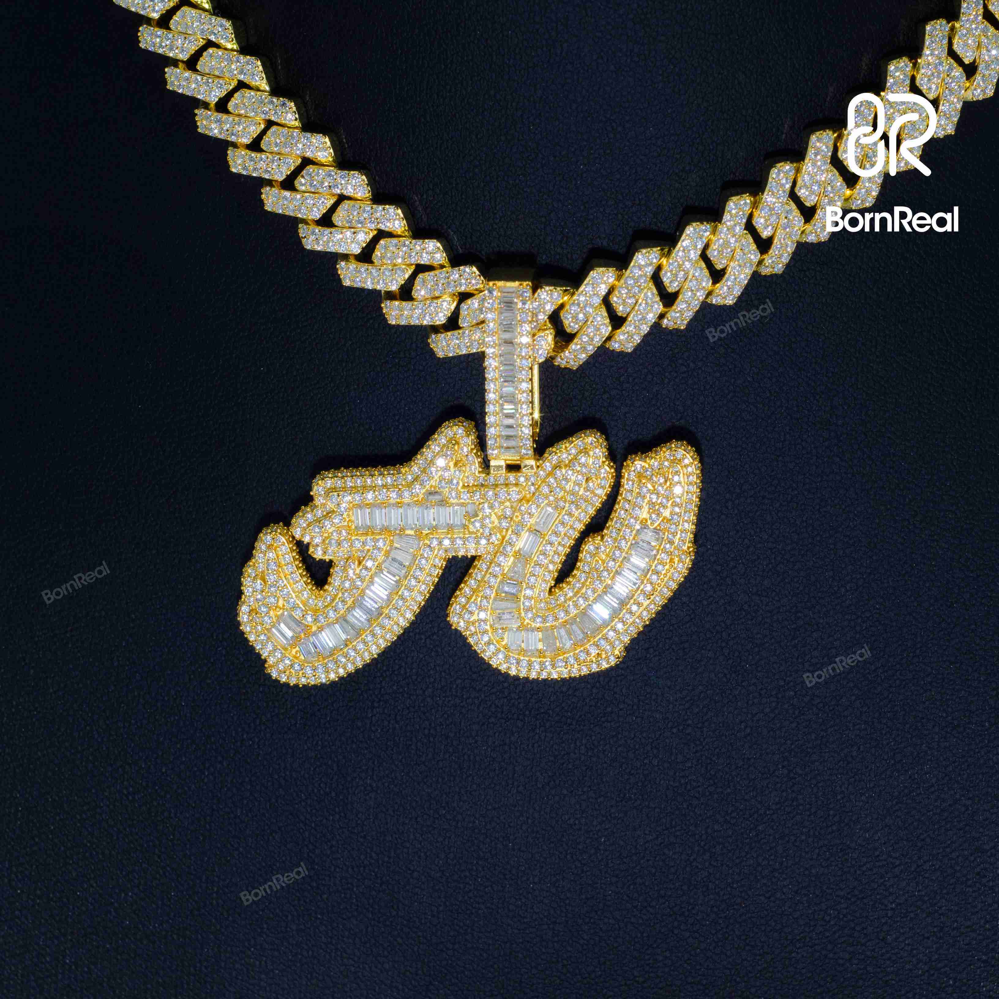 Custom Pass Diamond Tester Iced Out Certificate 10K 14K Karat Real Gold Vvs Moissanite Letter Name Necklaces Diamond Pendant