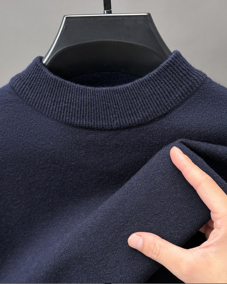 mens solid color longsleeve halfhigh collar 30 wool sweater casual stylish versatile and skinfriendly mens knitwear