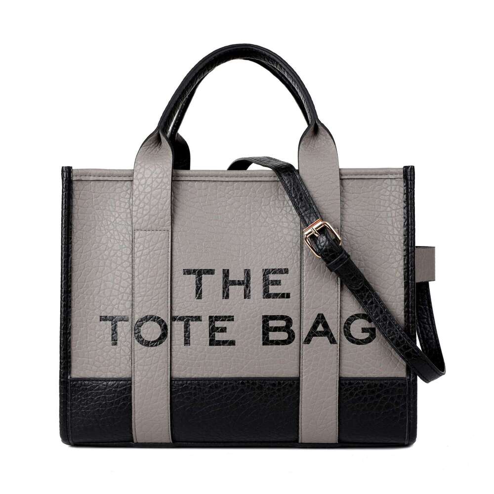 Two-tone PU Letter Tote Fashion Versatile Women's Shoulder Crossbody Bag Outdoor Handbag