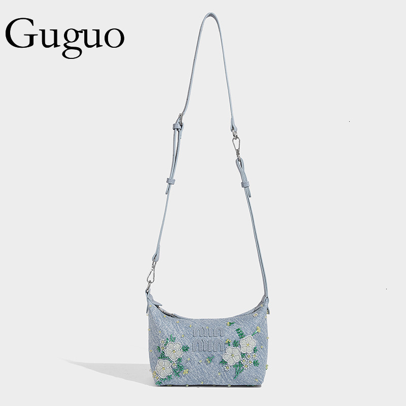 Guguo Free Shipping New Designer Bag High-end Shopping Bag Fashion Versatile Niche Embroidery Beaded Commuter High-end Small Tote Handbag Shoulder Bag