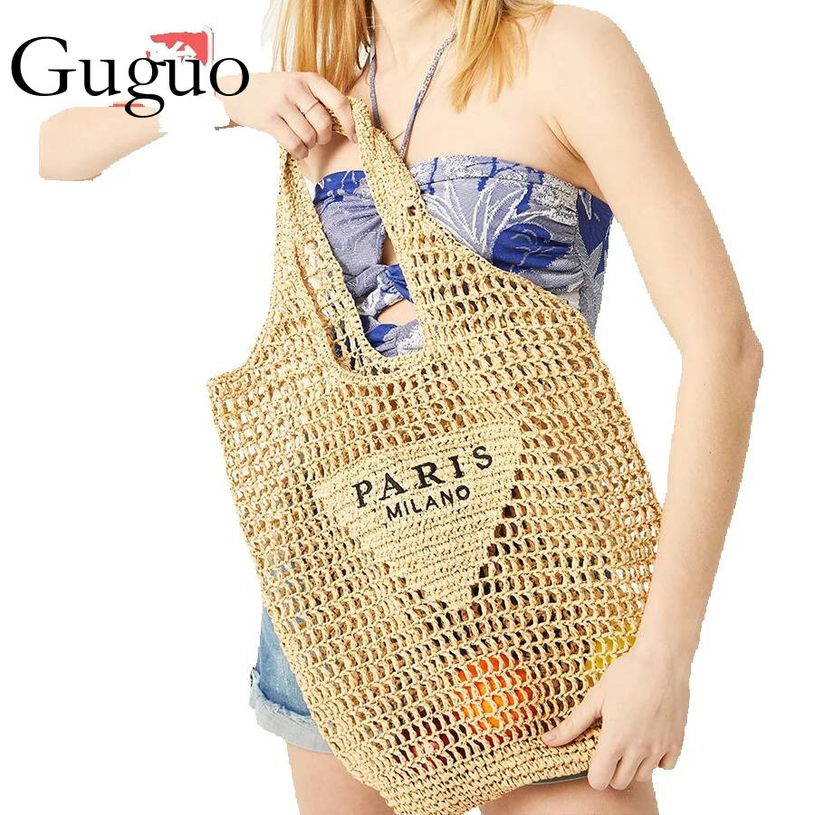 Guguo Free Shipping New Designer Bag High-end Shopping Bag Pure Handmade Bag Knitted Bag Vintage Trendy Large Capacity Hollow Handbag Versatile Mesh Bag For Women