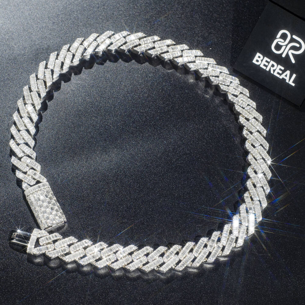 Factory Custom Newest Hip Hop Rapper Luxury Heavy Pass Diamond Tester Emerald Cut VVS Moissanite Cuban Link Chain Bracelet Men