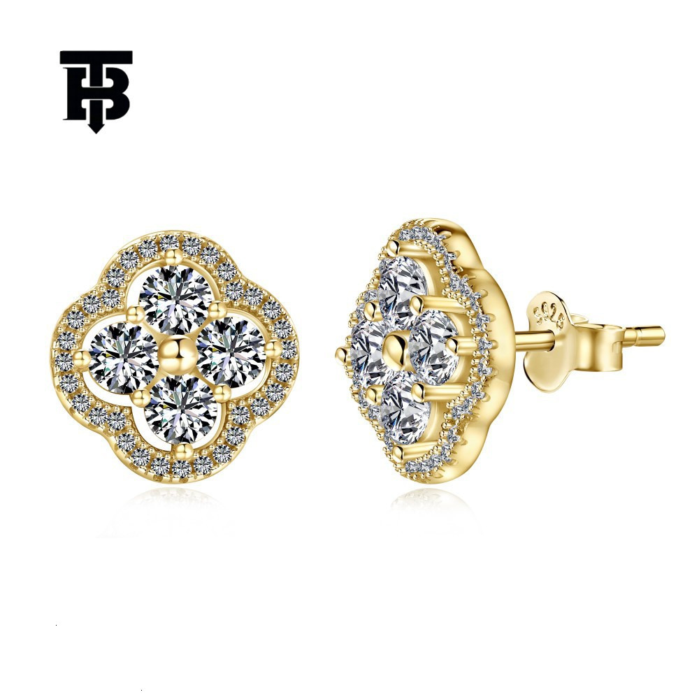 TB BHULAMTE Designer Women's Luxury S925 Pure Silver Clover Earrings Inlaid With Zircon Japanese Fashion Jewelry Trendy Versatile Accessories