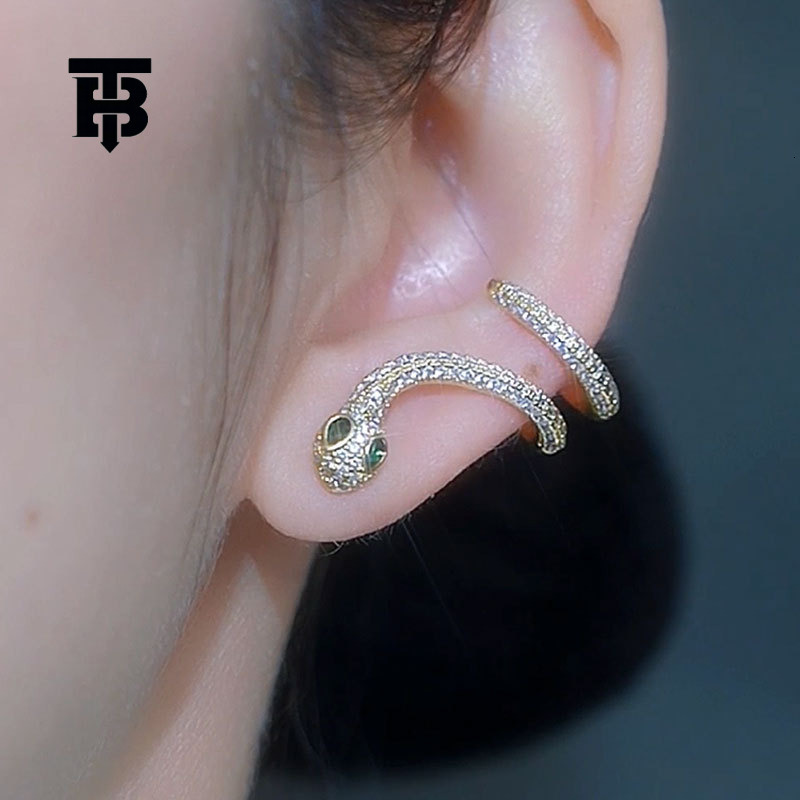 TB BHULAMTE Designer Diamond Studded Sparkling Snake Shaped Earrings For Party Wear Luxurious High-end Accessories Elegant Niche Earrings Jewelry