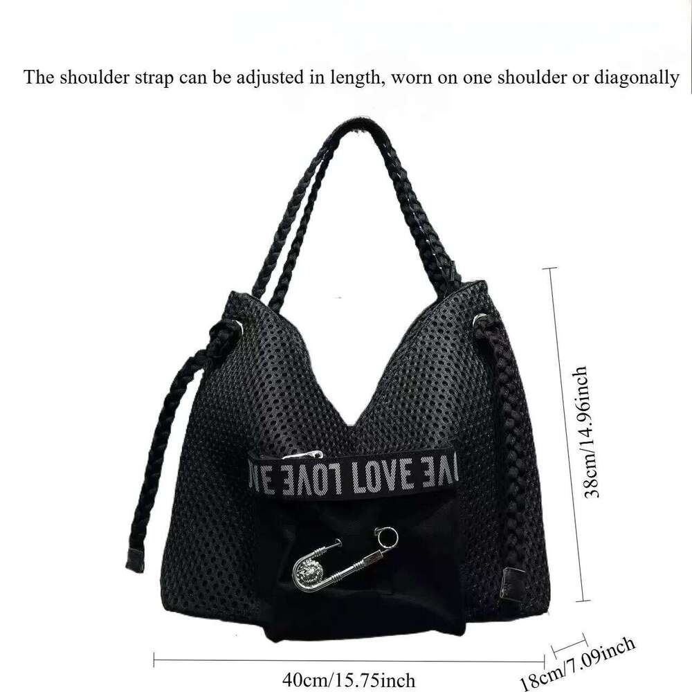 Ladies' Fashion Y2k Street Retro Shoulder Bag Capacity Spicy Girl Large Pin Diagonal Cross Handbag