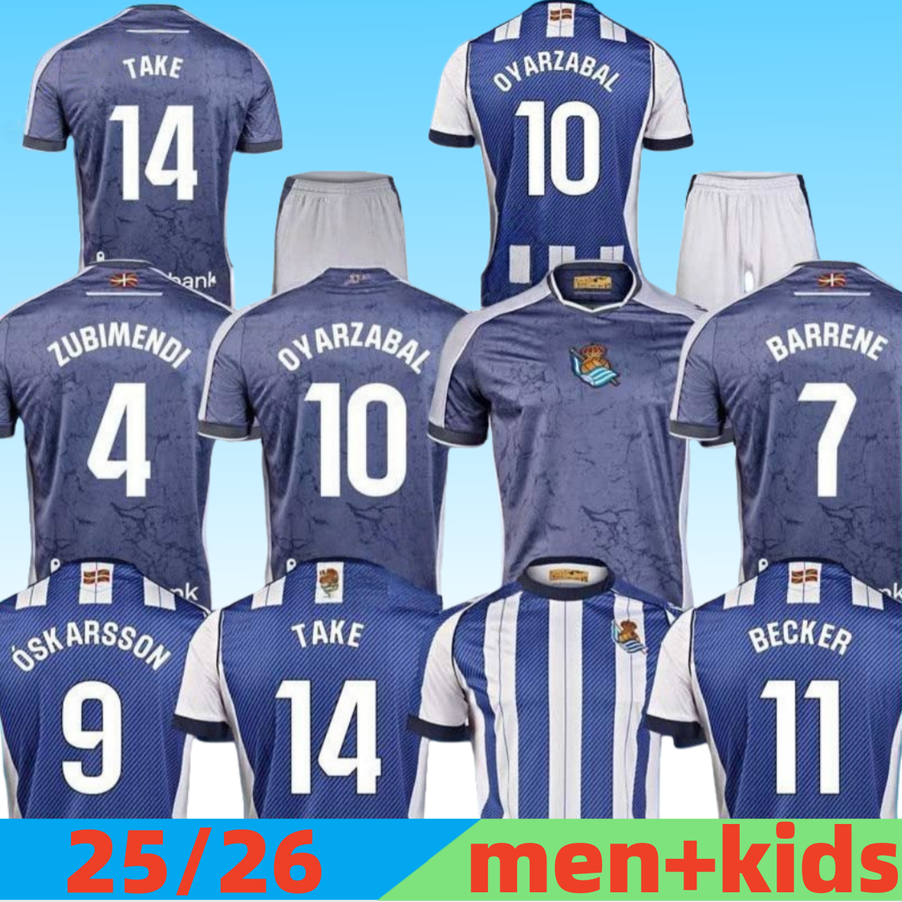 Baby Kids 25 26 Real Sociedad Soccer Jerseys Kits Mikel Oyarzabal 2025 2026 Takefusa Kubo Martin Brais Odriozola Children Athletic Kids Football Shirts Shorts Kits