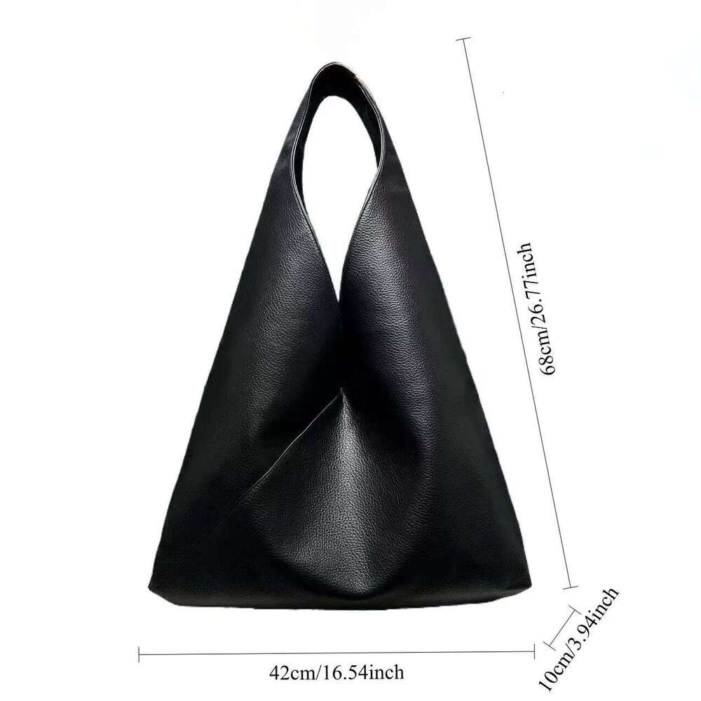 Ladies' Fashionable And Simple Vegan Leather Shoulder Bag, Large Capacity Retro Splicing Bucket Bag