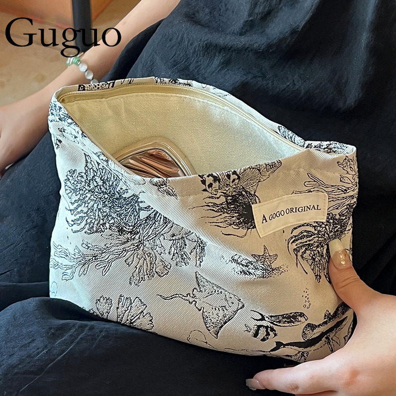 Guguo Free Shipping New Designer Bag High-end Shopping Bag Simple Makeup Bag Portable Skincare Storage Bag Travel Toiletry Bag Underwear Bag Canvas Ba