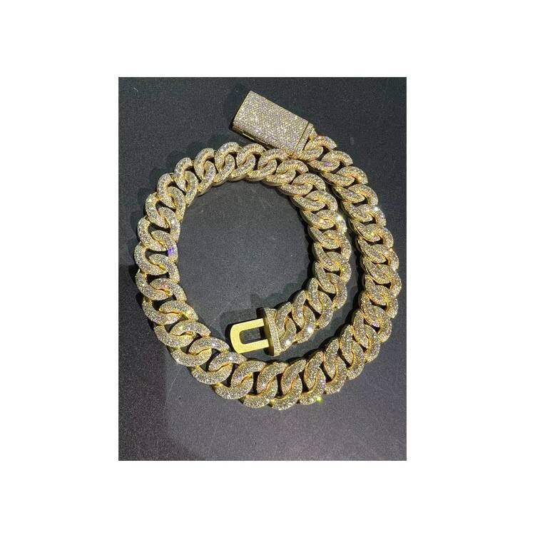 VVS Moissanite 925 Sterling Silver 30MM 24 Inch Cuban Chain Rose Gold