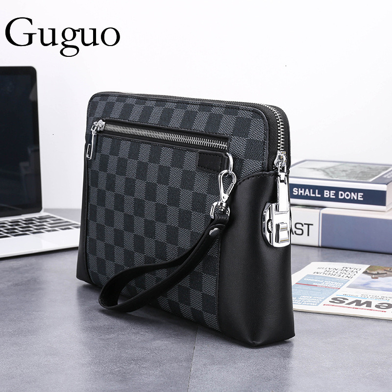 Guguo Free Shipping New Designer Bag High-end Shopping Bag Men's Clutch Bag Password Lock Clutch Bag Plaid Casual Fashion Clutch Bag