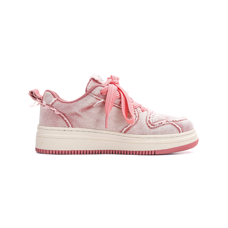 Pink women's board shoes versatile trendy shoes casual height increasing sports shoes autumn new denim breathable fashionable casual sports shoes