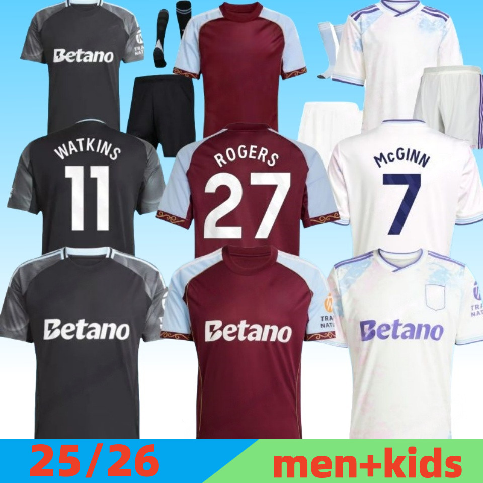 XXXL 4XL Mens top 25 26 Aston goalkeeper BAILEY MALEN soccer jersey home away third 2025 2026 villa McGINN ONANA WATKINS KONSA MARTINEZ Men kids kit football shirt set