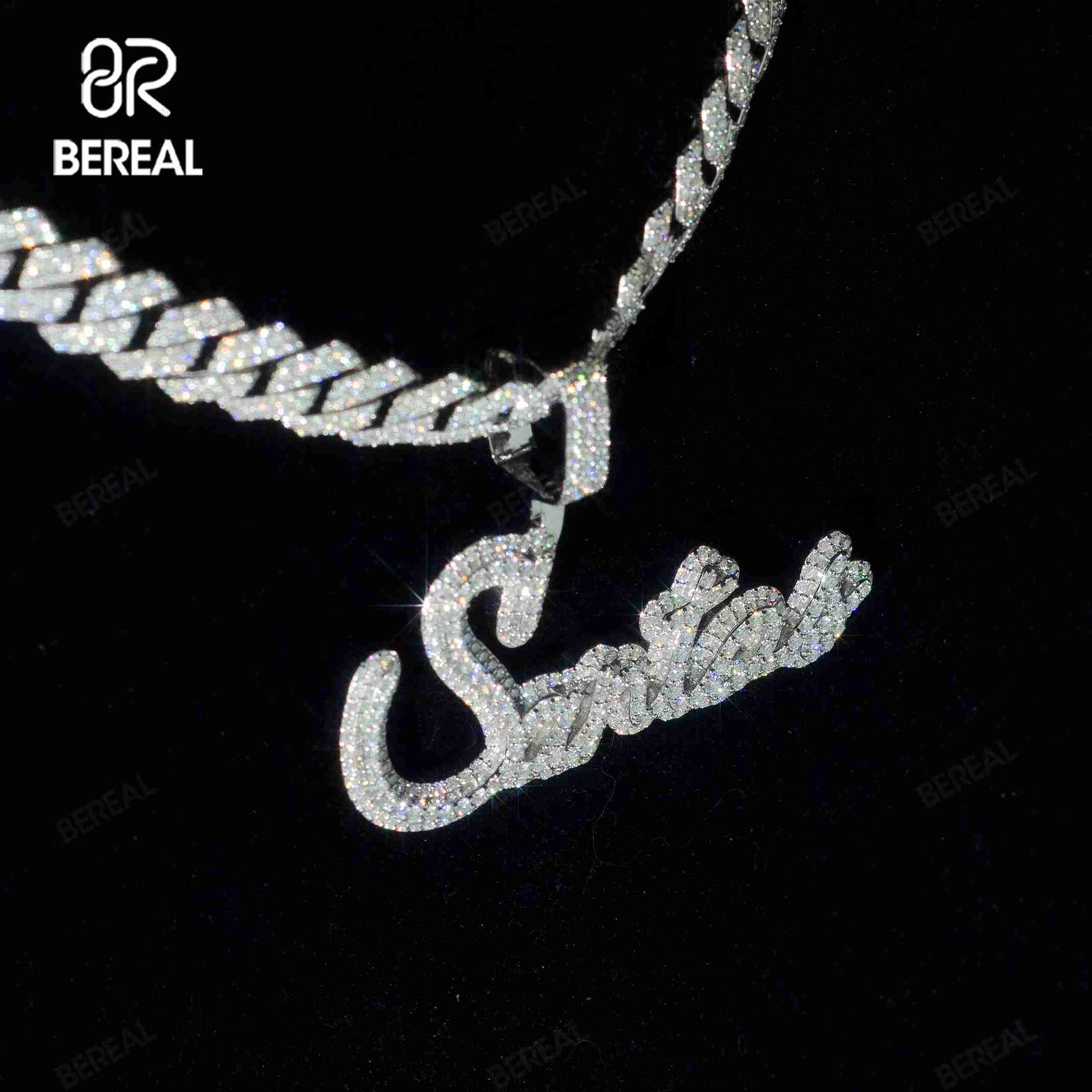 Bereal Custom VVS Moissanite Iced Out Pass Diamond Test Hip Hop 925 Silver 14K 18K Gold Letter Name Pendant Fine Jewelry for Men