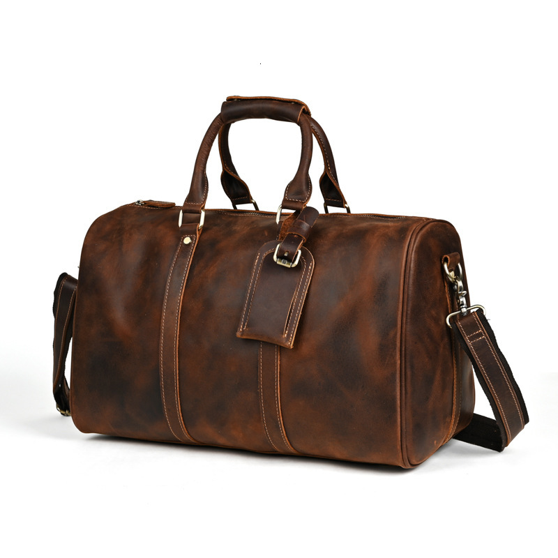 New Men s Luggage Leather Handbag Handmade Cowhide Travel Bag Autumn Designer Bag Large Capacity Women s Luggage Bag