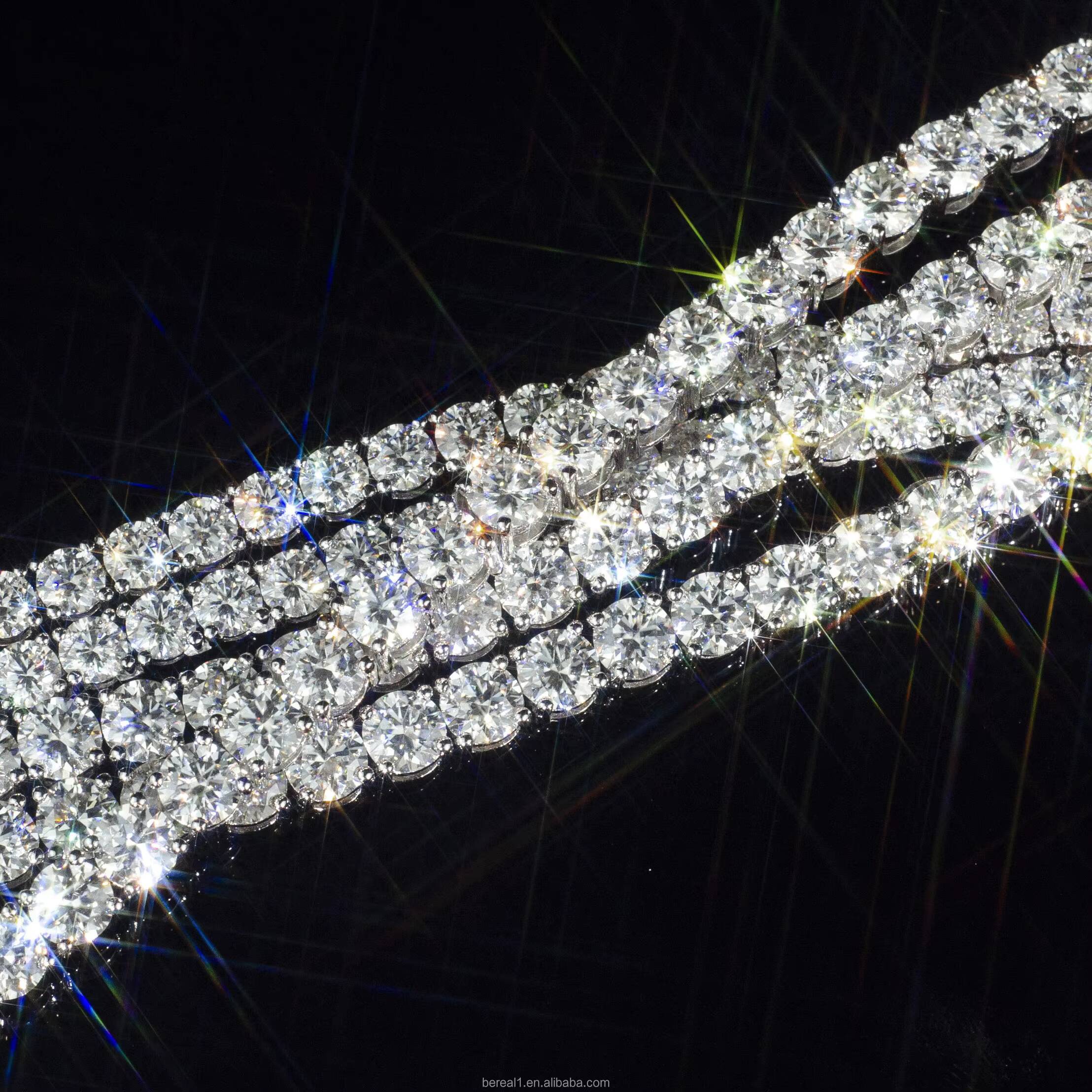 Hip Hop Style 3MM Gold Plated Moissanite Tennis Bracelet Pass Diamond Tester Round Brilliant Cut 925 Silver Fine Chain Jewelry