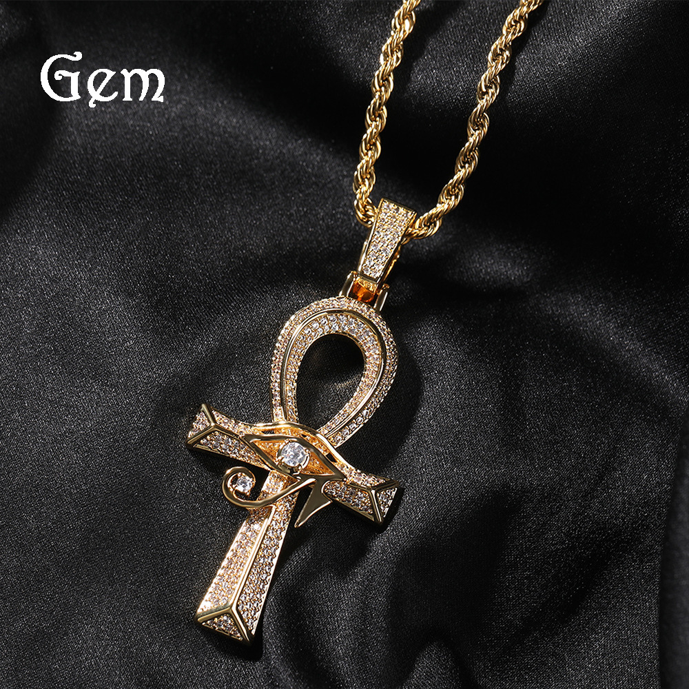 Luxury Brand Designer Jewelry Hip-Hop Vintage Cute Spring New Eye Of Horus Ankh Cross Pendant Retro Versatile Accessories Wholesale