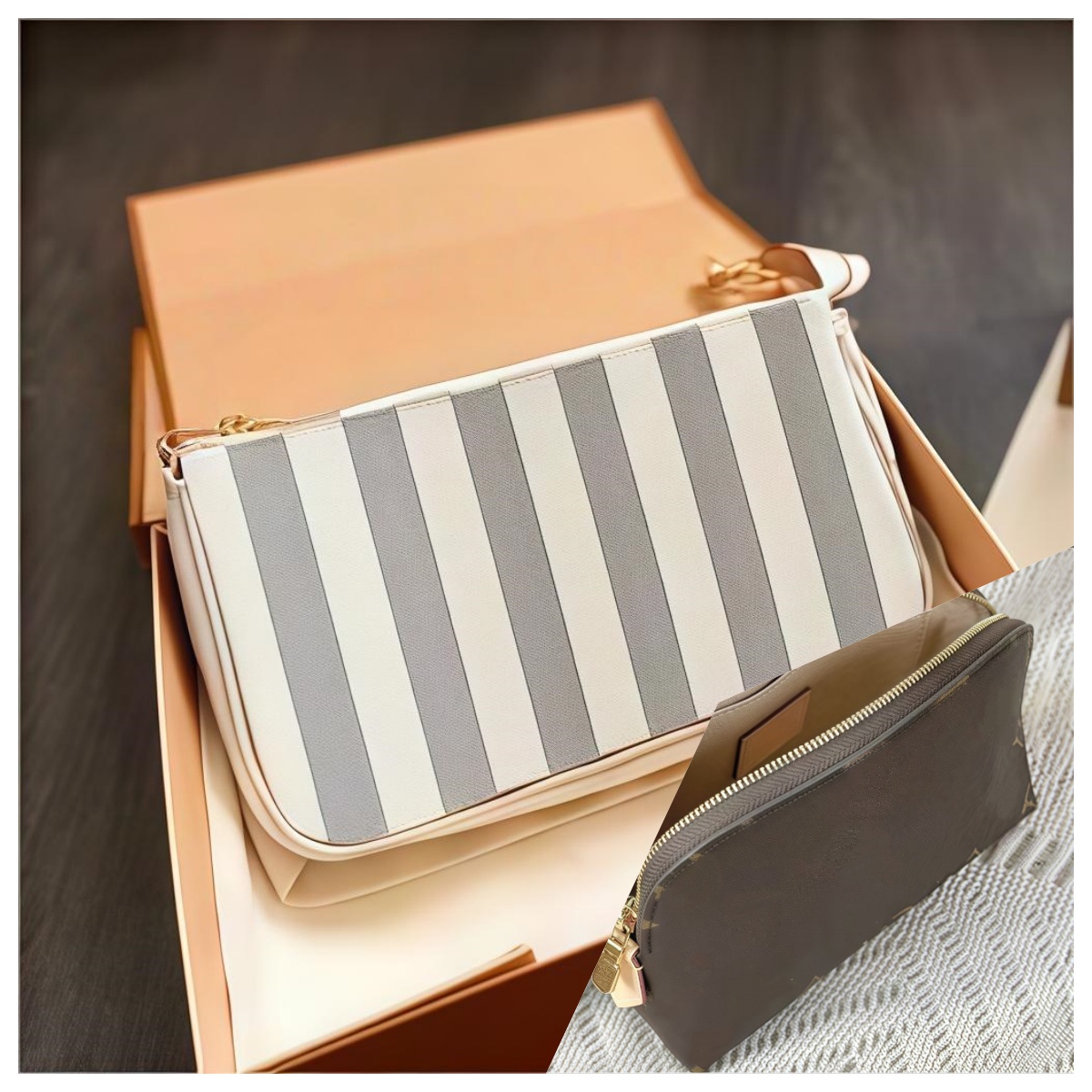 Designer Bag women's leather embossed crossbody bag old flower chain handbag letter striped luxury half moon bag handbag crossbody bag Hobo bag luxury wallet