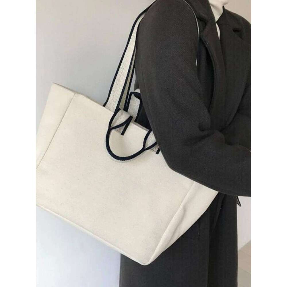 Casual Canvas Women's Single Oulder Environmentally Friendly Large Capaci Horizontal Tote Bag For Work