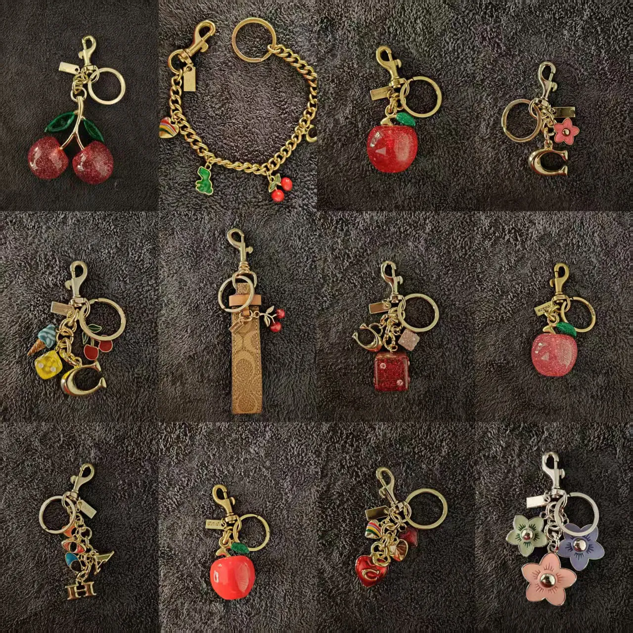 Cherry Bag Charm Women Key Rings keychain Retro-Cool Cherry Motif In Glittery Resin Clip it To Favorite Bag Set of Keys For Refreshing Style key chain Christmas Gift