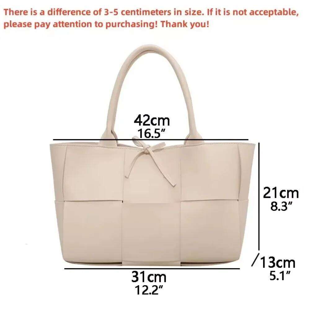 Large Capacity Handbags For Women 2022 Fashion Leather Woven Tote Designer Solid Color Lacing Plaid PU Shoulder Bags