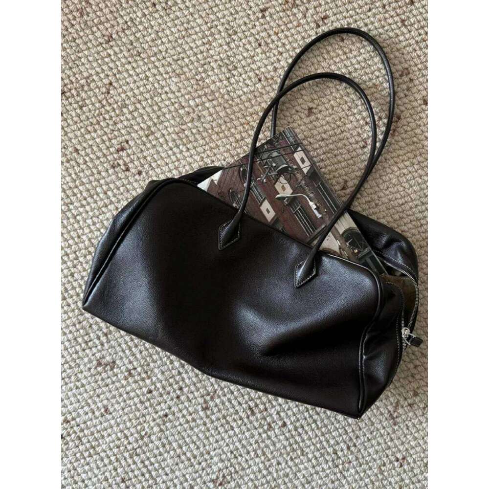 Leather Large Capaci Tote Women's 2025 New Commuter Single Oulder Boston Bag Faion Trend Car Sewing Line