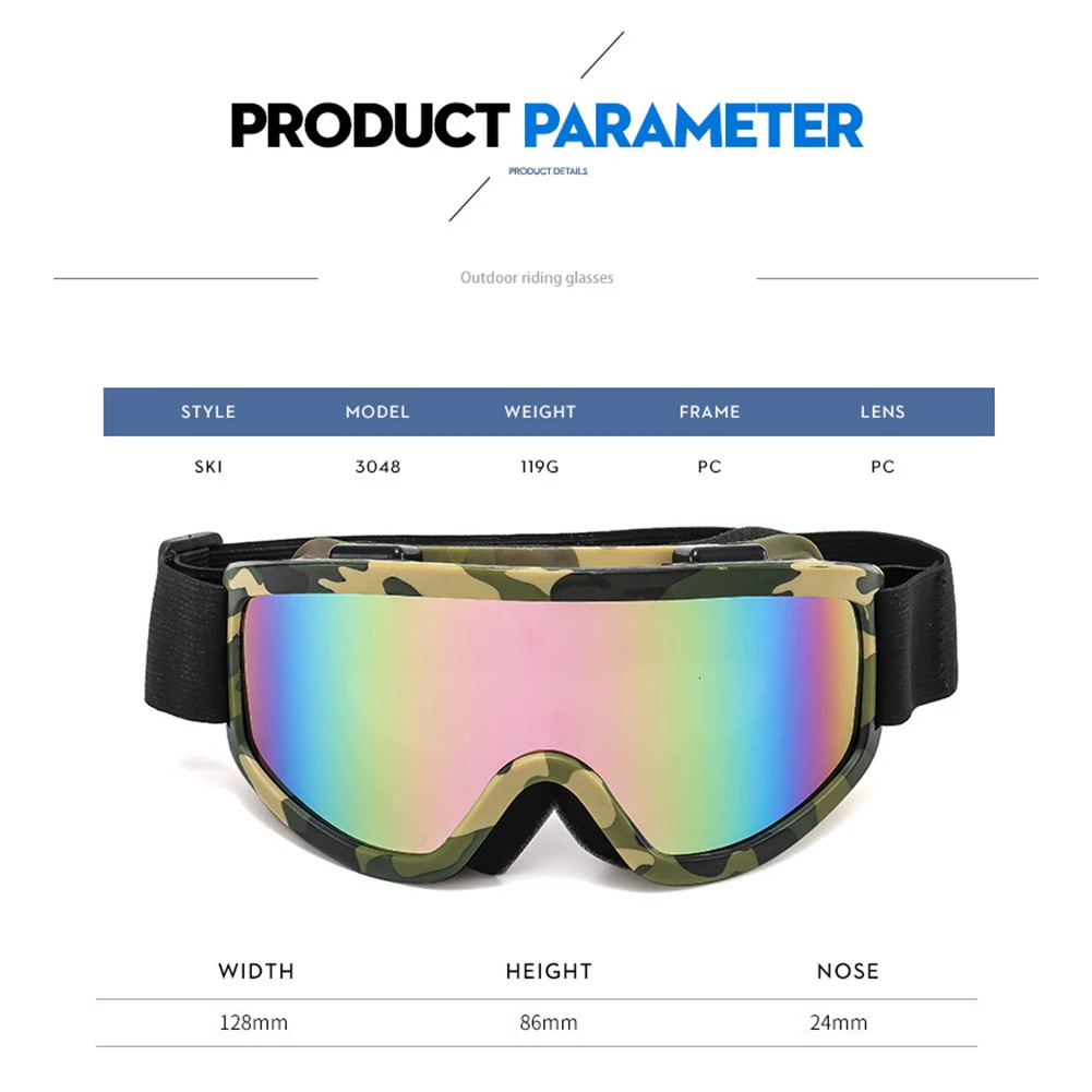 Large Frame Ski Goggles with Colorful Lens AntiCollision AntiGlare Outdoor Sport Snow Snowboard for Snowboarding Skiing 250906