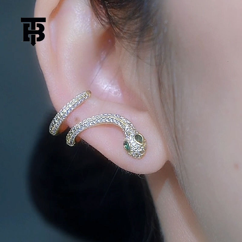TB BHULAMTE Designer Diamond Studded Sparkling Snake Shaped Earrings For Party Wear Luxurious High-end Accessories Elegant Niche Earrings Jewelry