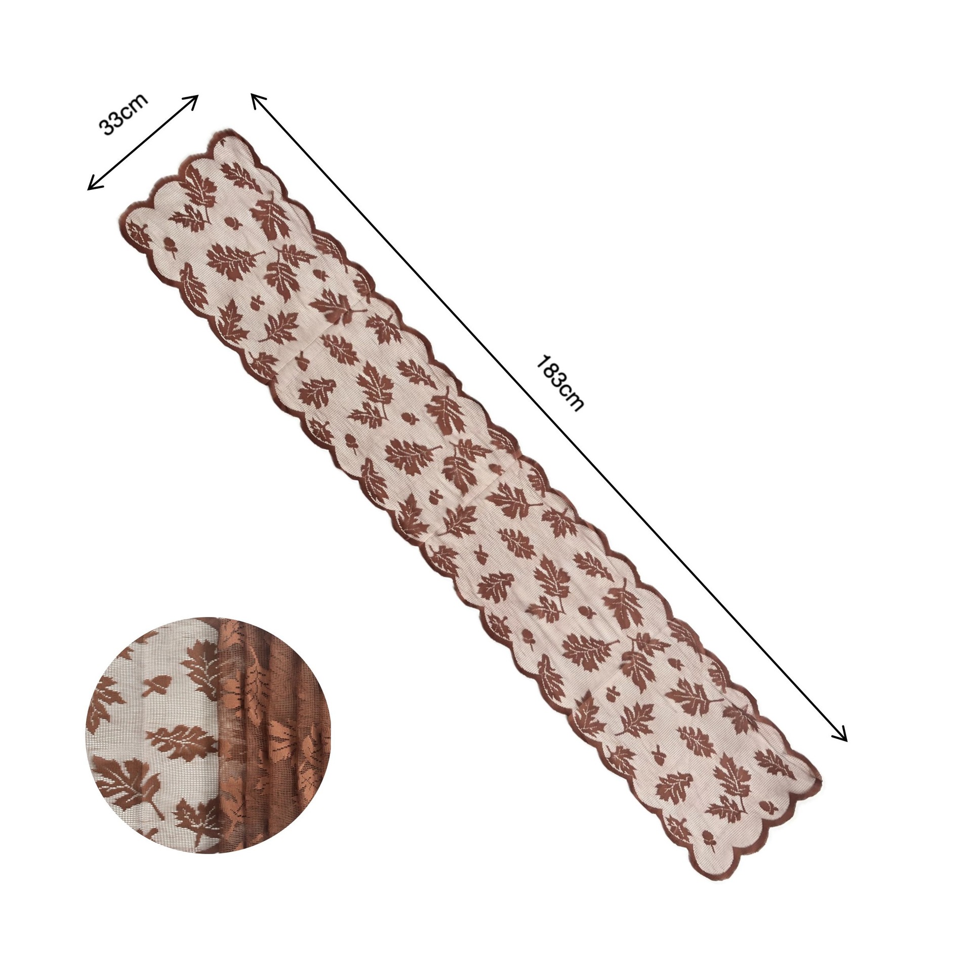 90237 Leaf design table runner, Thanksgiving elegant brown tablecloth, autumn dinner party fire towel, autumn harvest decoration Tablecloth
