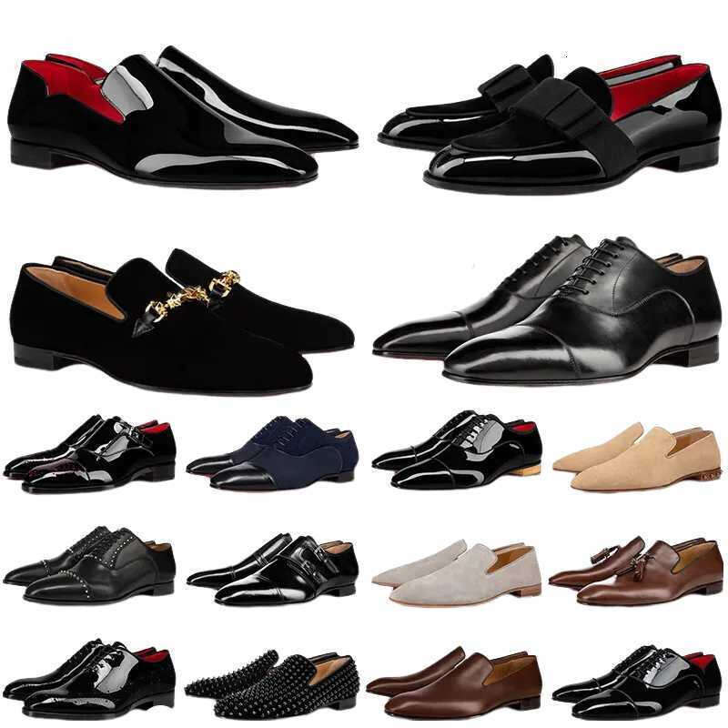 dress shoe men casual designer luxury s loafers classic black suede patent leather rivets glitter loafer 38 47 chri christian loubitonly loubotins red bottomshoes