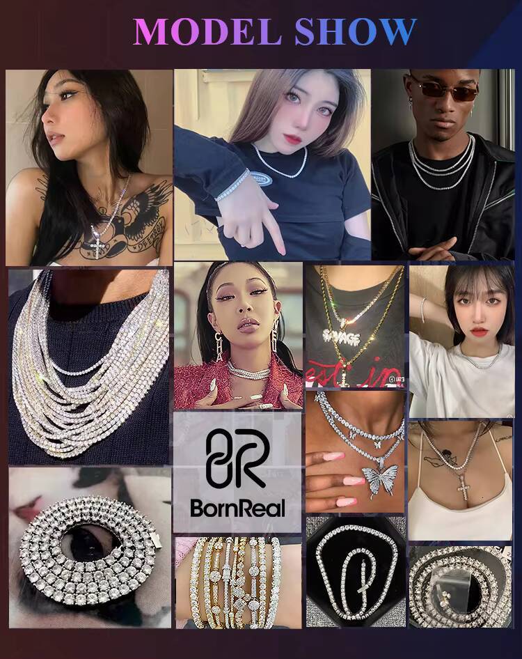 Hip Hop Style 3MM Gold Plated Moissanite Tennis Bracelet Pass Diamond Tester Round Brilliant Cut 925 Silver Fine Chain Jewelry