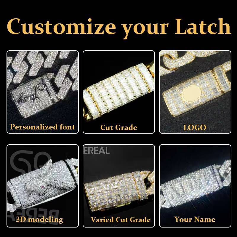 Factory Custom Hip Hop Thick 19mm 20mm 22mm VVS Moissanite Diamond Cuban Link Chain Men OEM 925 Silver Iced Out Cuban Bracelet