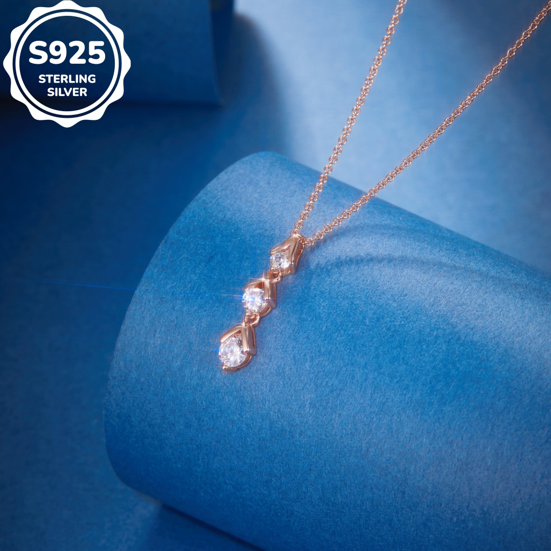 MT Wholesale 925 Sterling Silver Infinity Zircon Stone Necklace for Women's Daily Jewelry - 3 Stone Necklace