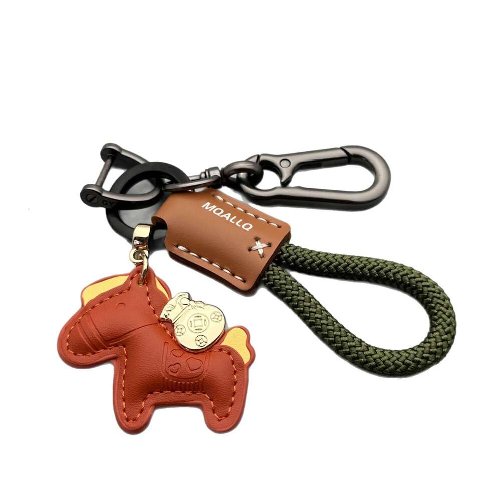 DHEssentials Handcrafted Cowhide Keychain - Minimalist Couple Keychain, Car Accessory with Cord