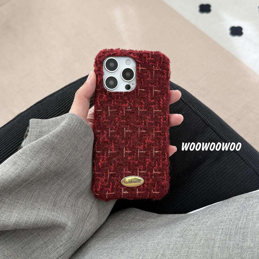 DHgargets Autumn Winter High-End Light Luxury Chanel Style Woven Gold Thread Plush Phone Case Compatible with iPhone Max Apple 15 New 14 Fashionable 1