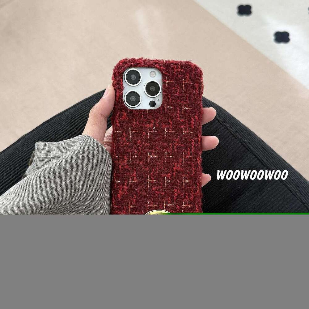 DHgargets Autumn Winter High-End Light Luxury Chanel Style Woven Gold Thread Plush Phone Case Compatible with iPhone Max Apple 15 New 14 Fashionable 1