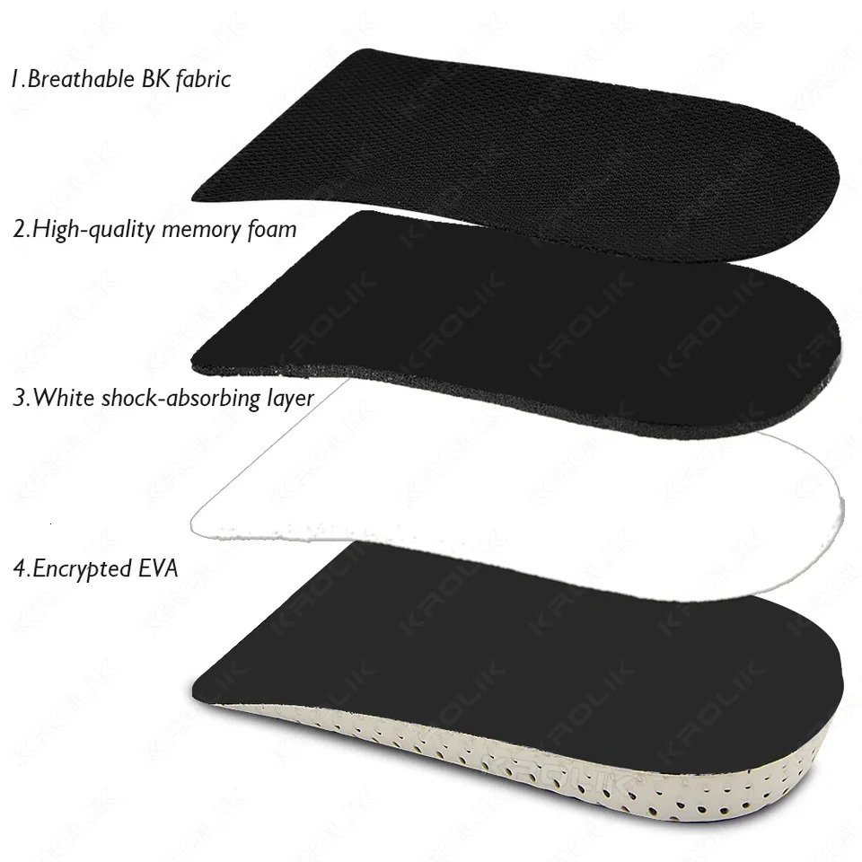 Half Shoe Insoles Heel Insert Sport Cushion Height Increase EVA Memory Foam Heel Lifting 2345CM Taller Invisible Heighten Pad 250906