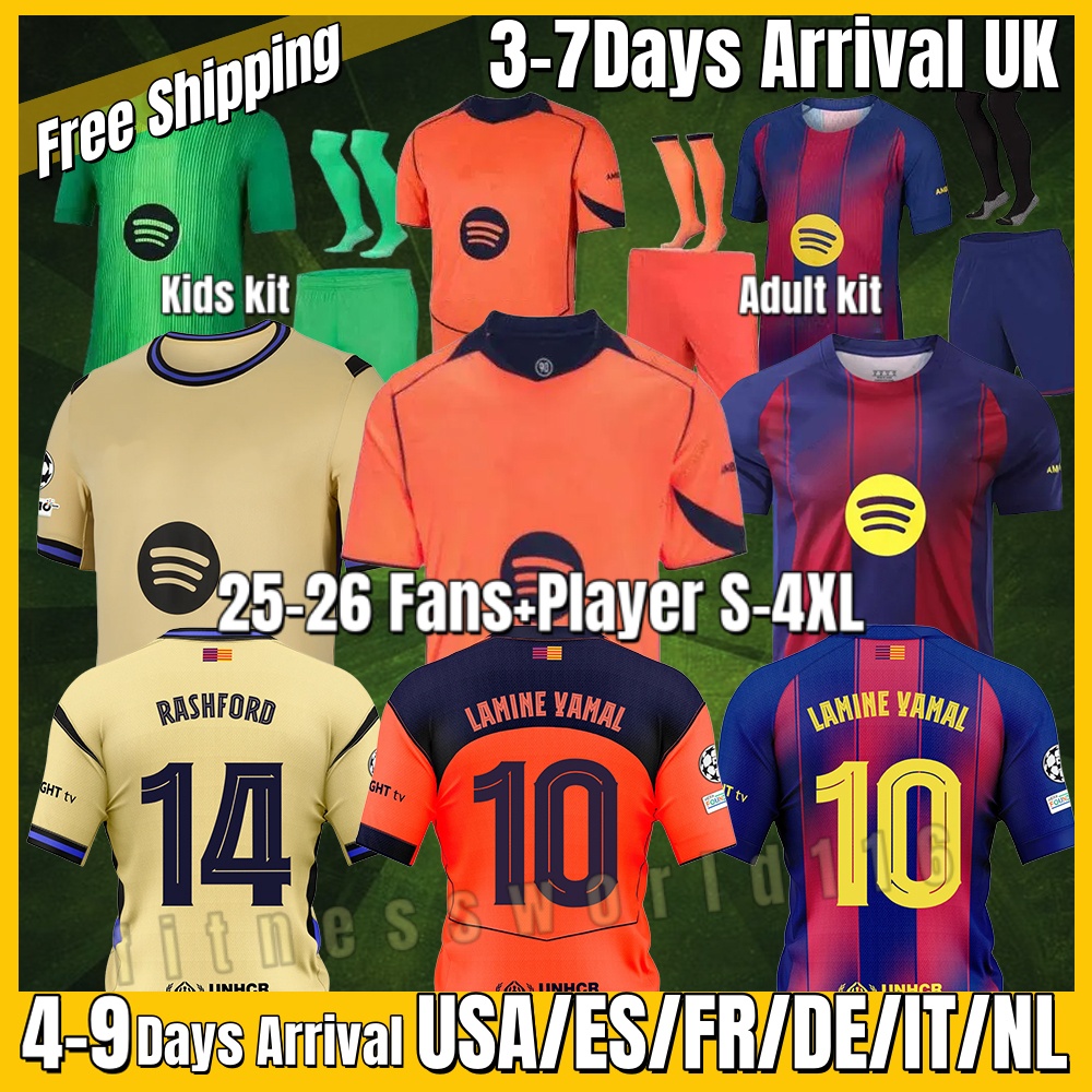 xxxl 4xl 2025 2026 Spanish League Soccer Jerseys LAMINE YAMAL LEWANDOWSKI PEDRI RAPHINHA GAVI Football Shirt Fans Player Version Men S-4XL