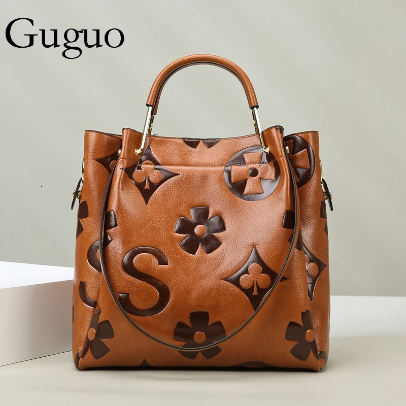 Guguo Free Shipping New Designer Shopping Large Capacity High-end Feel Retro Embossed Women's Bag Cross-border Handbag