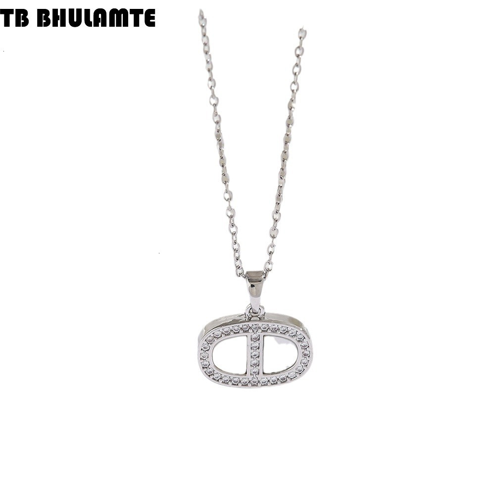 Super Bright Diamond Inlaid With European And American Letters Women's Necklace Designer Fashionable Luxury Popular Pendant High-end Pig Nose Tit