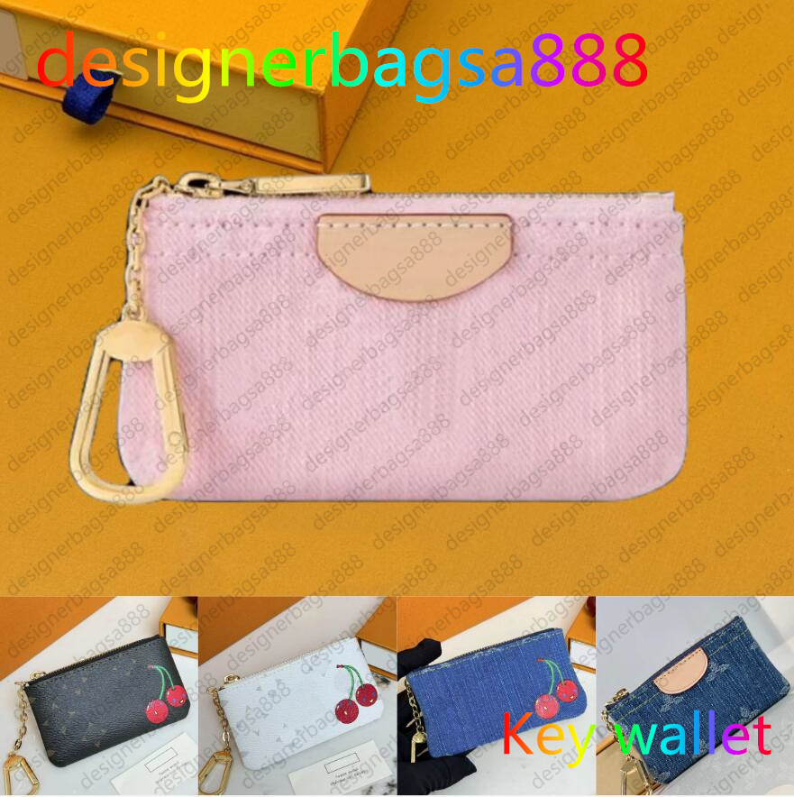 KEY POUCH 62650 POCHETTE CLES Designers Fashion Women Men Key Ring Credit Card Holder Coin Purse Mini Wallet Leather Handbags Dust bag With Box Pink keybag 82961