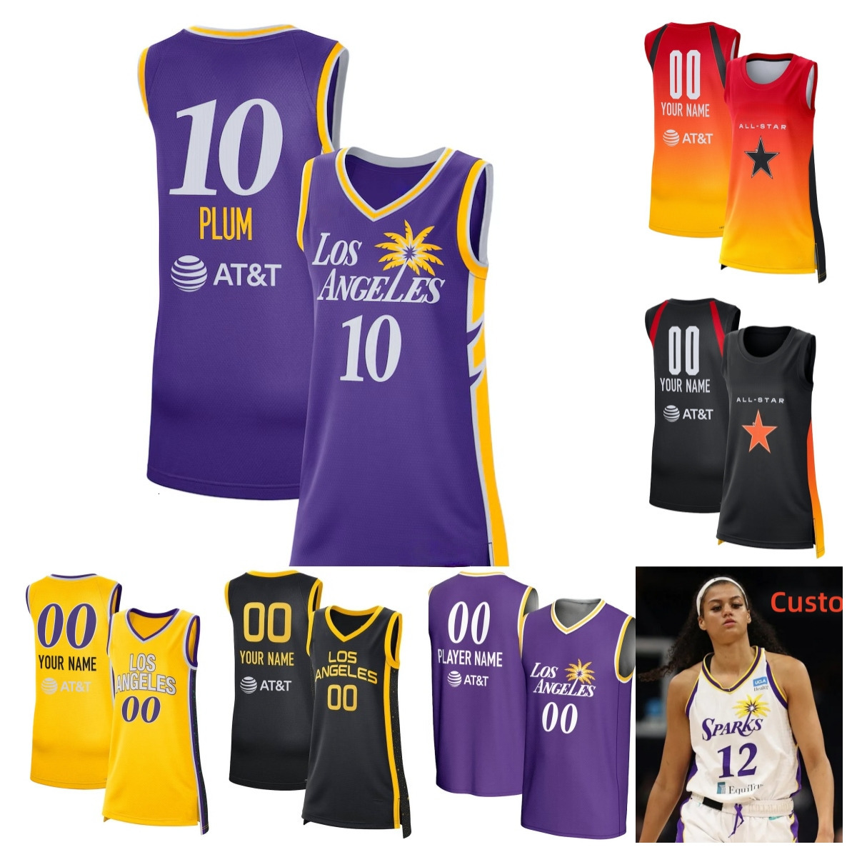 Kelsey Plum Sparks Jersey Basketball Dearica Hamby Rickea Jackson Azura Stevens Rae Burrell Cameron Brink Julie Allemand Emma Cannon Alissa Pili Men Women Youth