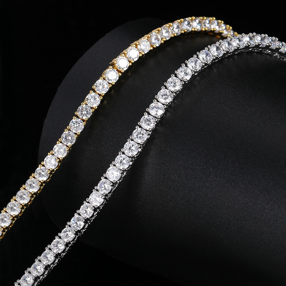 Custom Fine Jewelry Moissanite Diamond Tennis Chain Bracelet Necklace Iced Out VVS 5mm Wholesale