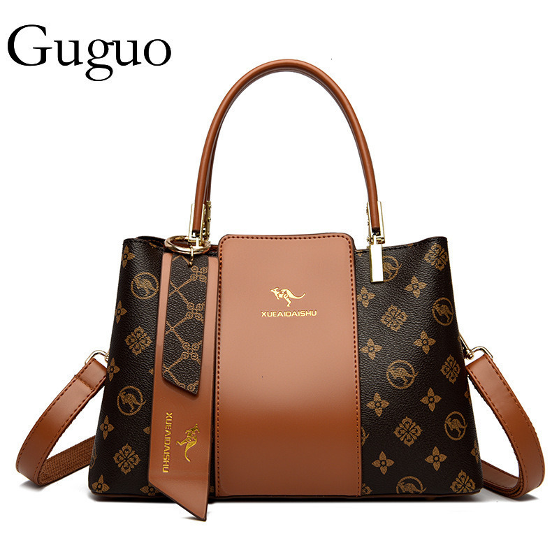 Guguo Free Shipping New Designer Bag High-end Shopping Bag Soft Leather Single Shoulder Crossbody Bag Women's Handbag Patchwork Color Block Vinta