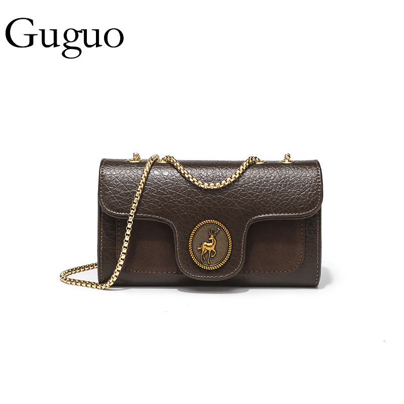 Guguo Free Shipping New Designer Bag High-end Shopping Bag Women's Bags Trade Stylish Deer Flap Chain Shoulder Bag Multi-compartment Small Square