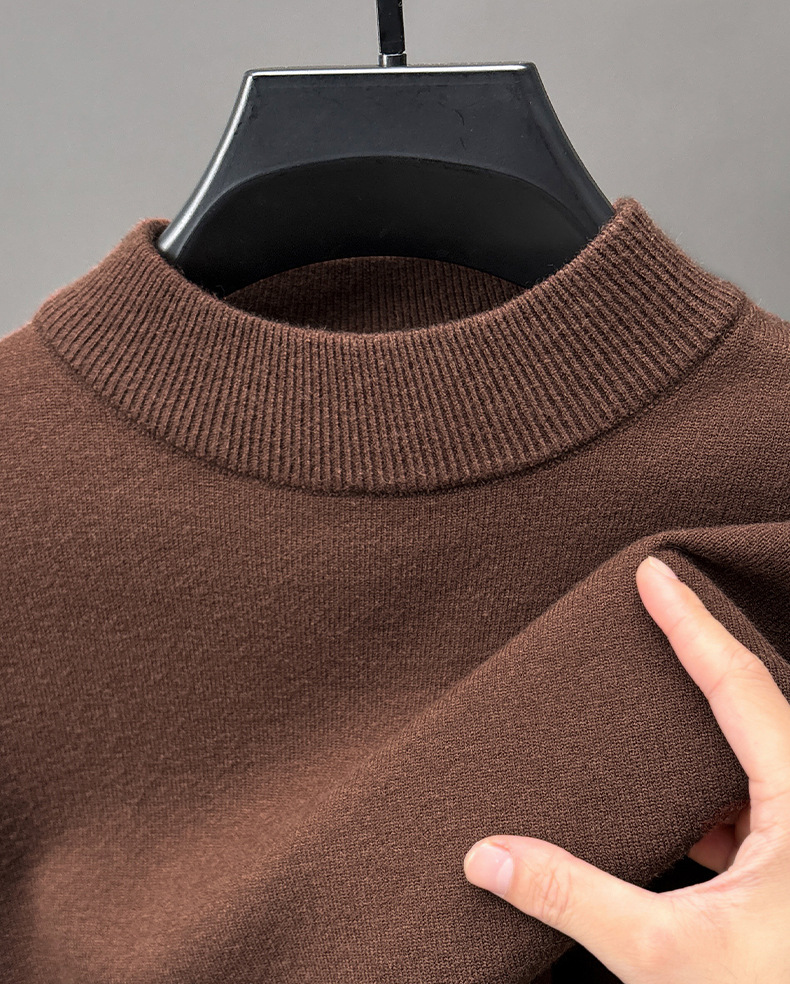 mens solid color longsleeve halfhigh collar 30 wool sweater casual stylish versatile and skinfriendly mens knitwear