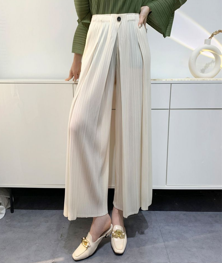 Women's pleated Issey luxury fashion women's high-end temperament comfortable casual pants wide loose straight leg pants2025 Z260314
