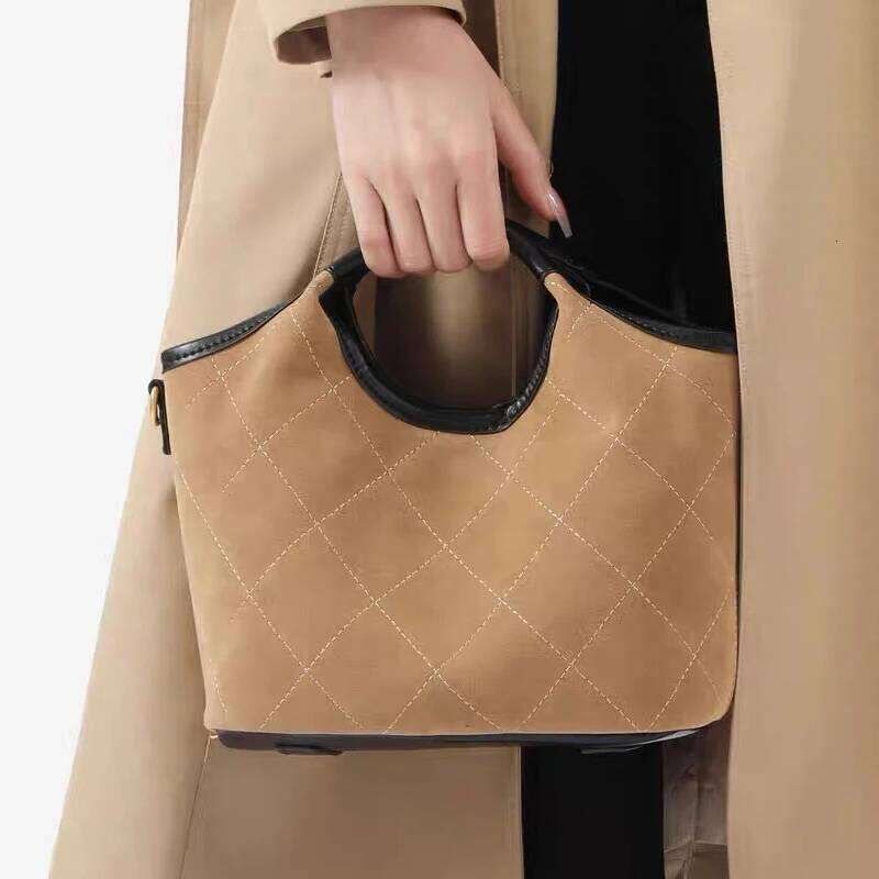 Fashion Lingge Faux Suede Women Handbgas Designer Small Tote Pu Leather Shoulder Crossbody Bags Retro Winter Bag 2025