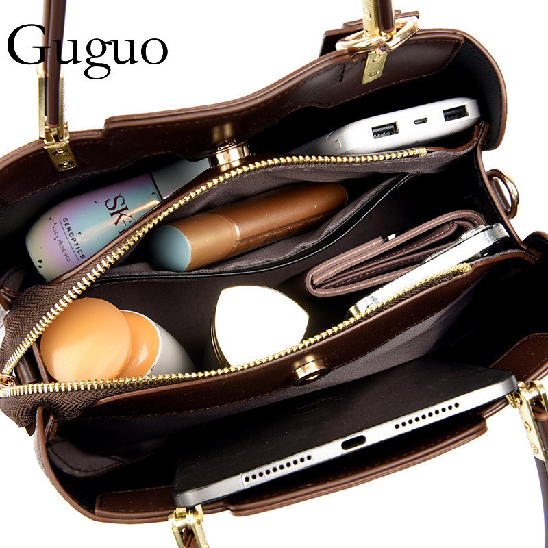 Guguo Free Shipping New Designer Bag High-end Shopping Bag Soft Leather Single Shoulder Crossbody Bag Women's Handbag Patchwork Color Block Vinta