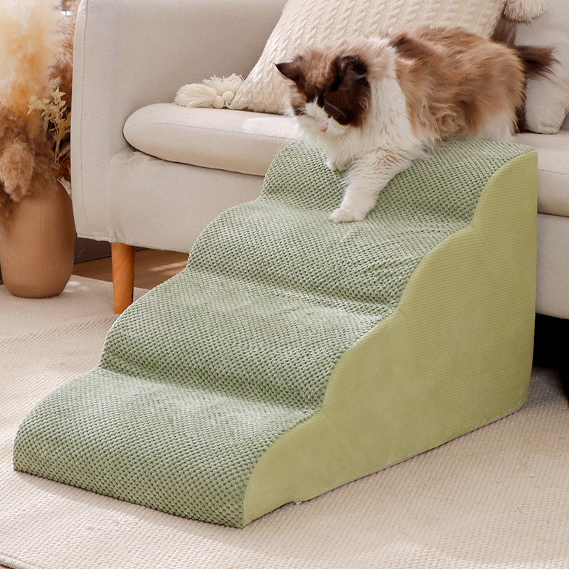 Gray-green Dog steps for puppies, multi-level optional dog stairs ramp for bed, non-slip pet steps, removable and washable sofa bed ladder for injured